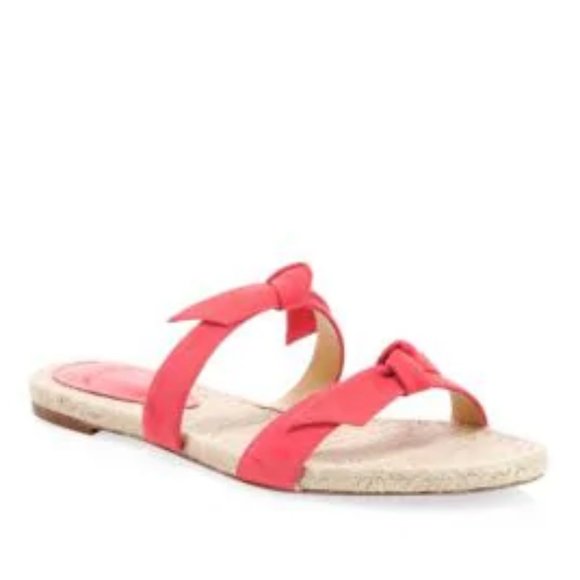NIB$395 Alexandre Birman Clarita Braided Bow Knot Suede Flat Sandals 37.5 / 7 - Picture 1 of 12